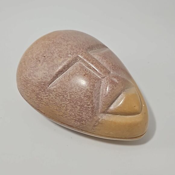 Carved Natural Soapstone Tribal Mask Box - KENYA - Picture 3 of 9